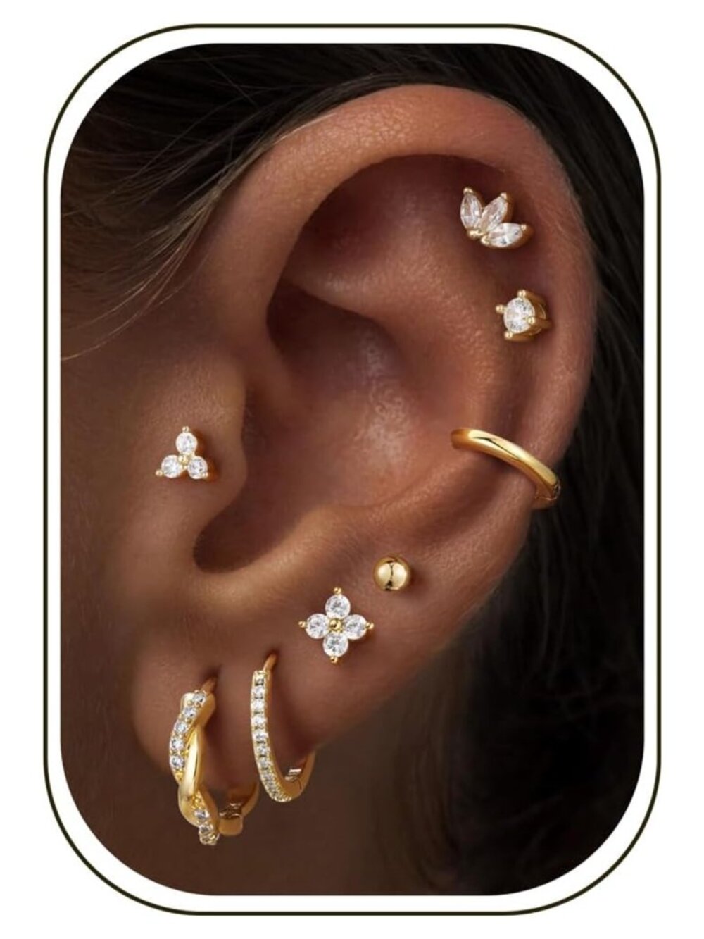 8 Pairs Hypoallergenic 14K Gold Plated Huggie Hoop Earrings for Women